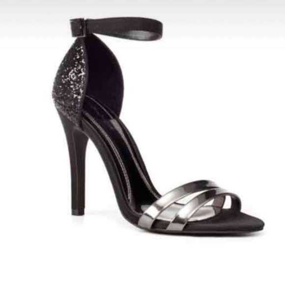 Zara Black/Silver Glittery Sandals - Sz 9 (EUR 40) - Picture 2 of 2
